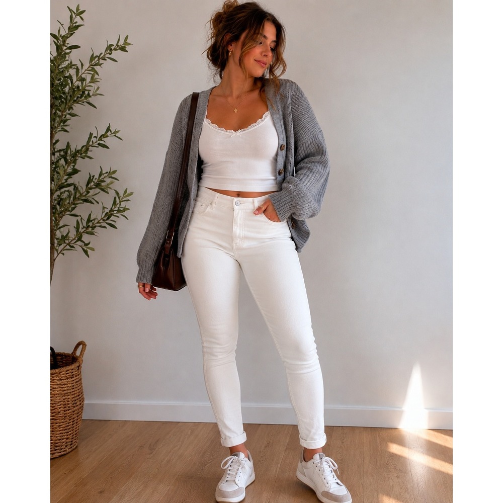 FASHION NOVA Skinny Jeans High Rise Aphrodite Womens XL White Minimalist Denim